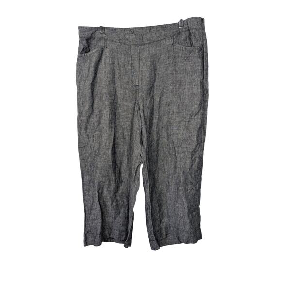 NWT J. Jill Linen High Rise Cropped Wide Leg Pant in Black White - Picture 1 of 8